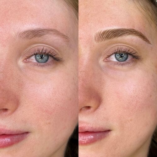 Machine hairstrokes in Scottsdale by Haley at DAELA Cosmetic Tattoo